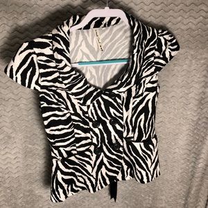 Heart Soul zebra print double breasted shirt